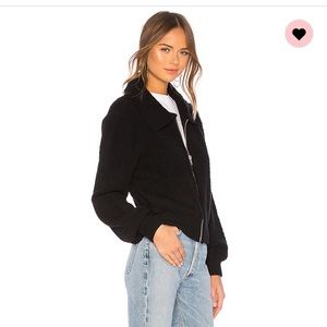 Boucle Black Zip Bomber Jacket
